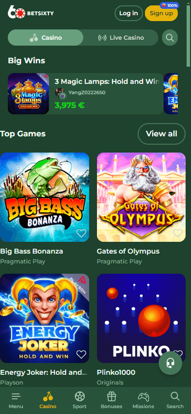 Betsixty Mobiele versie en applicatie