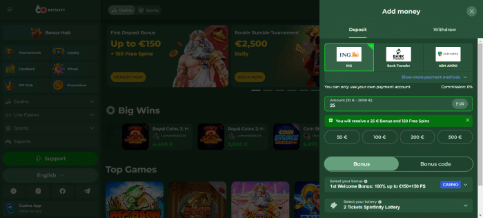 Betsixty Betalingsmethoden 